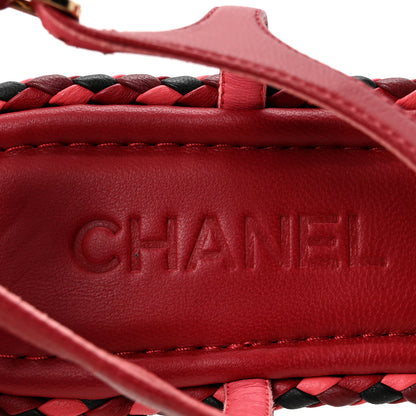 Chanel Lambskin Braided CC Logo Thong Sandals 38 Red 8 of 8