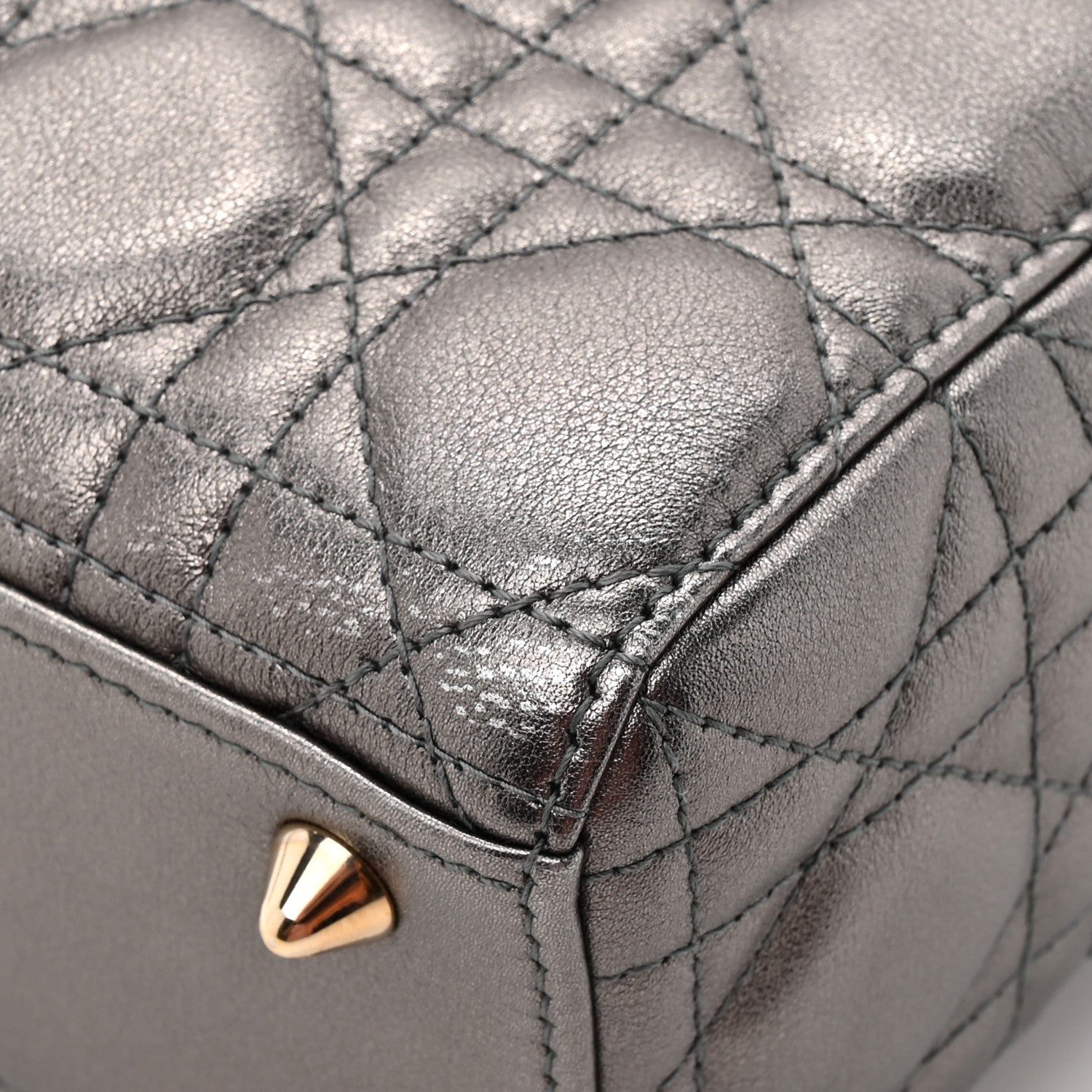 Christian Dior Metallic Lambskin Cannage Small My ABCDior Lady Dior Dark Silver 11 of 11