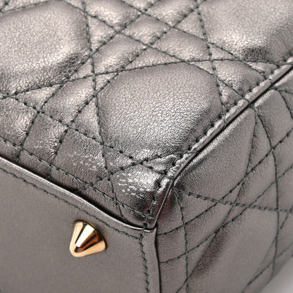 Christian Dior Metallic Lambskin Cannage Small My ABCDior Lady Dior Dark Silver 11 of 11