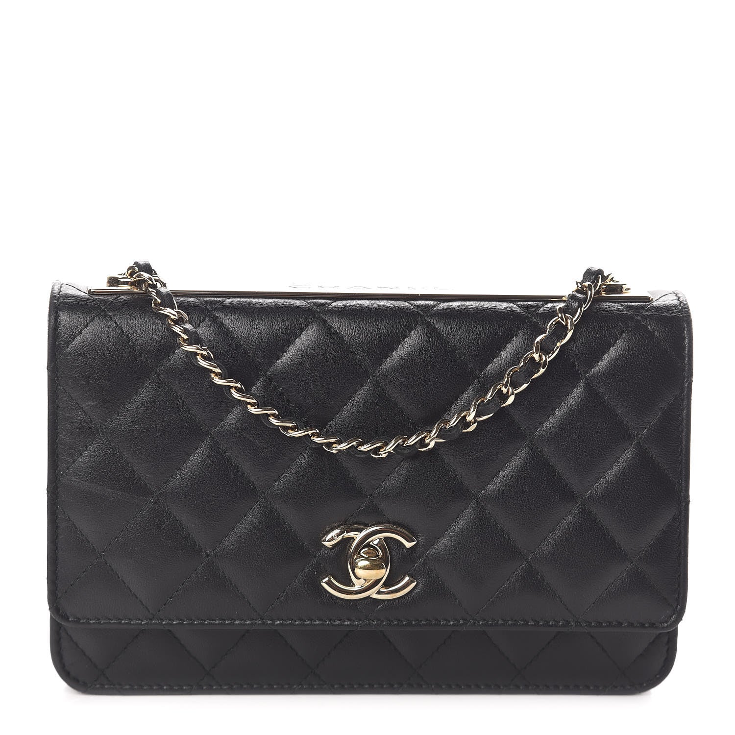 Chanel Lambskin Quilted Trendy CC Wallet On Chain WOC Black 1 of 12