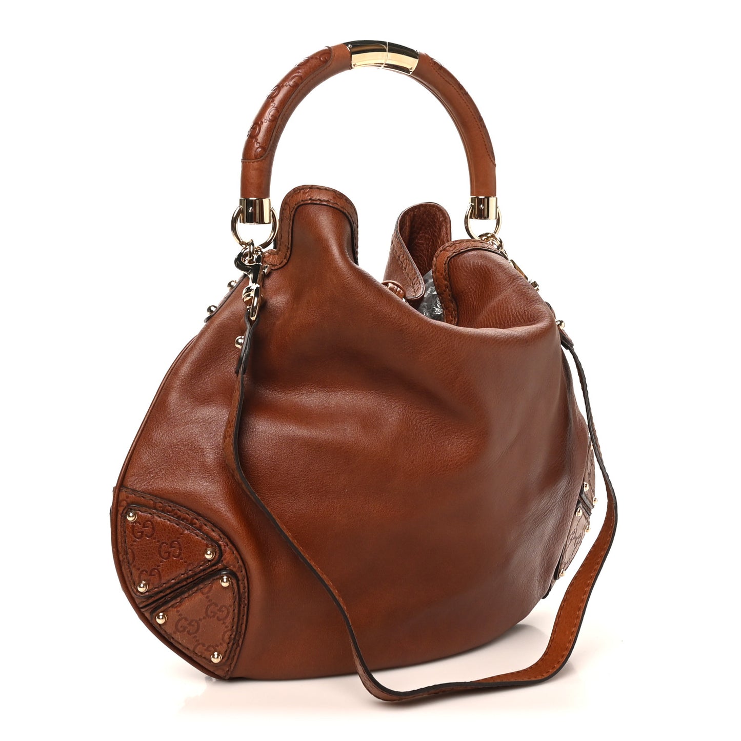 Calfskin Guccissima Large Indy Top Handle Hobo Brown