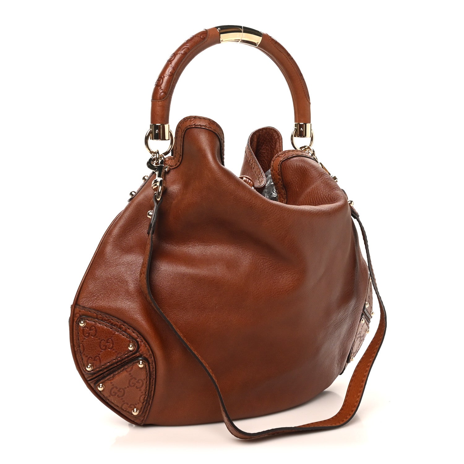Gucci Calfskin Guccissima Large Indy Top Handle Hobo Brown 3 of 10