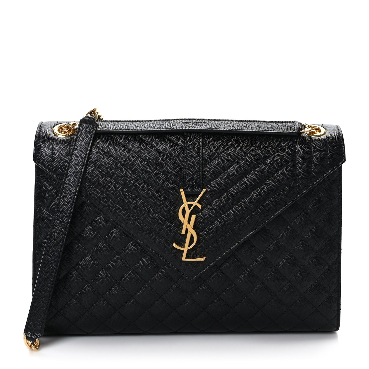 Grain De Poudre Textured Mixed Matelasse Large Triquilt Monogram Satchel Black