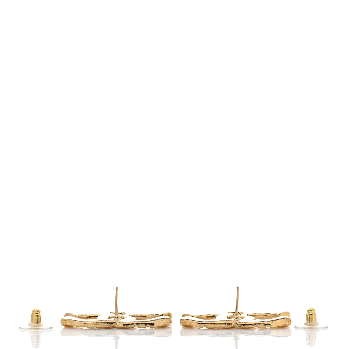Metal Tweed Effect CC Earrings Gold