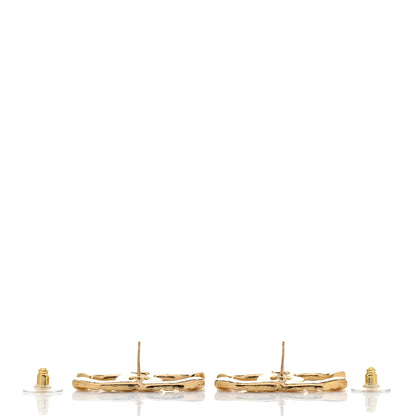 Chanel Metal Tweed Effect CC Earrings Gold 3 of 4