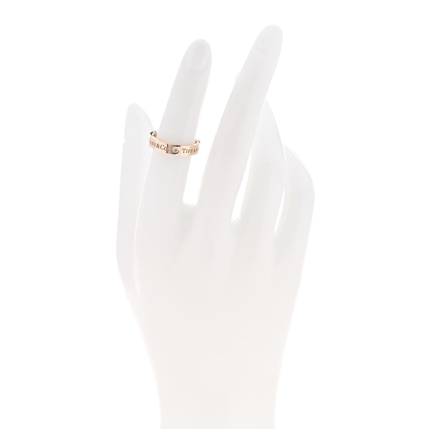 18K Rose Gold Diamond 4mm Logo Band Ring 50 5.25