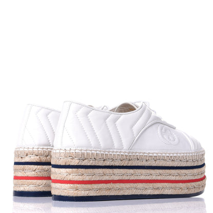 Gucci Nappa Matelasse GG Pilar Flatform Lace-Up Espadrilles 37 Great White 4 of 11