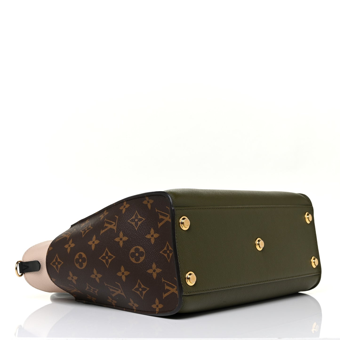 Calfskin Monogram On My Side MM Laurier Green Toffee Latte Beige