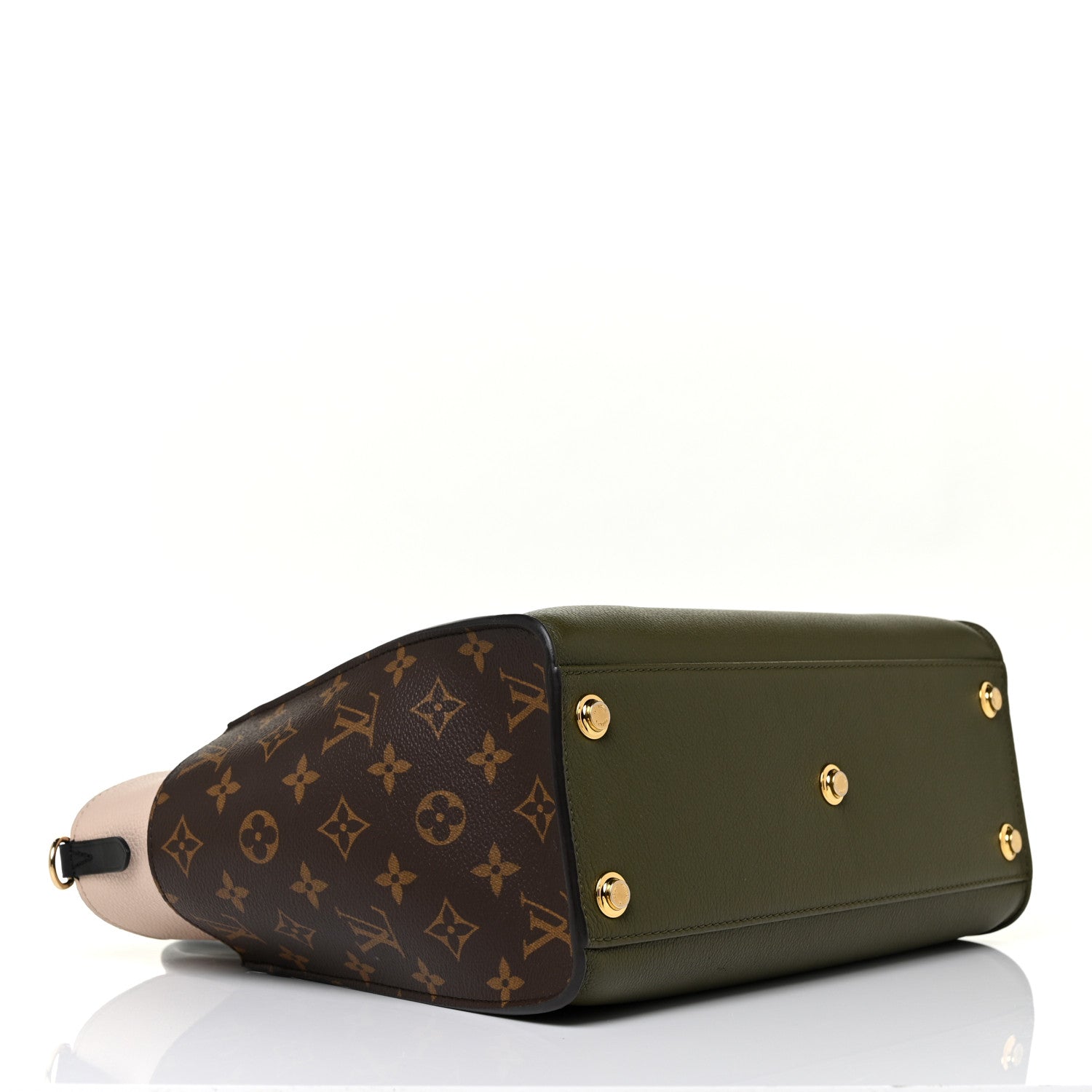 Louis Vuitton Calfskin Monogram On My Side MM Laurier Green Toffee Latte Beige 4 of 13