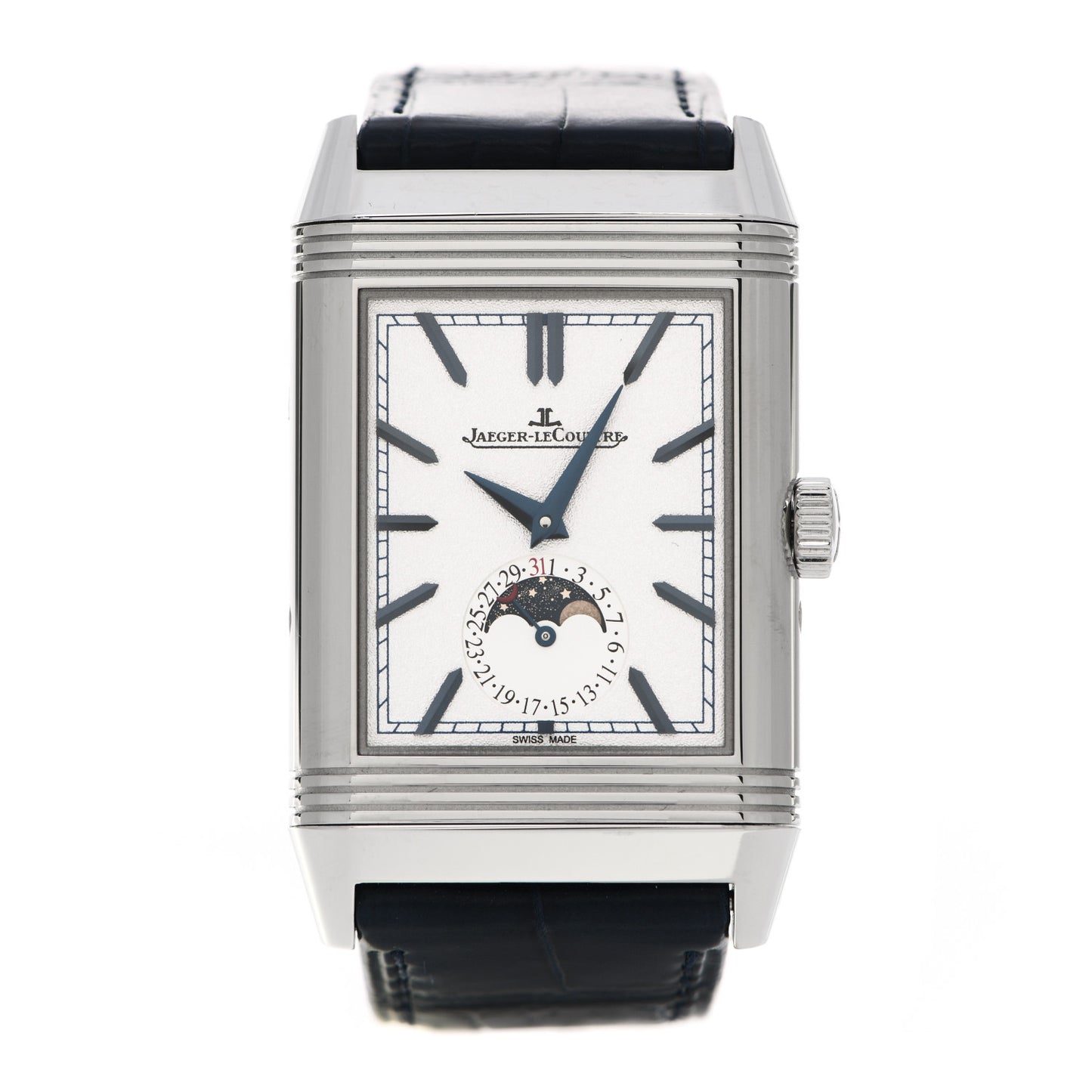 Stainless Steel Alligator 29.9mm Reverso Tribute Moon Manual Winding Watch Q3958420