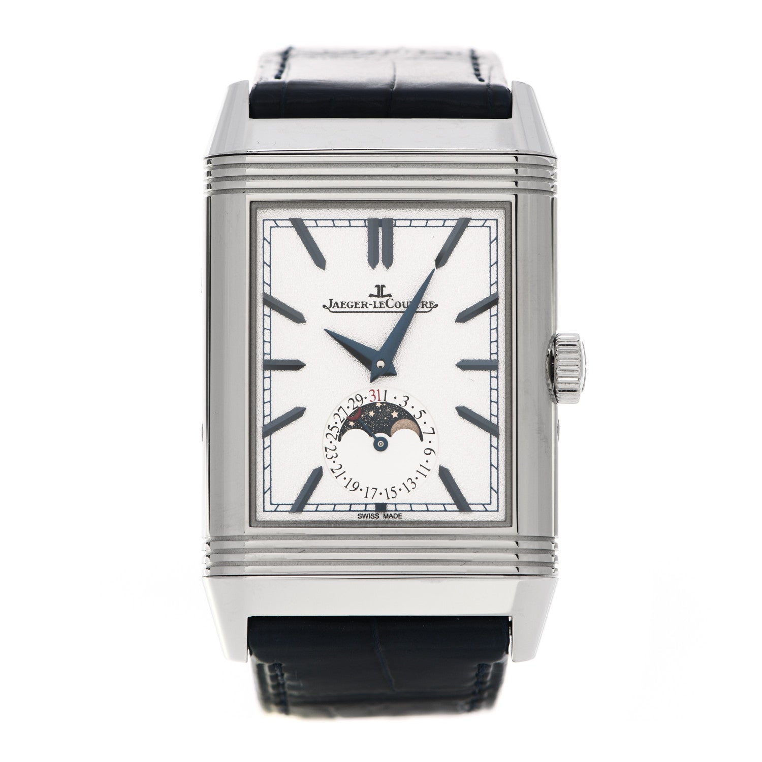 Jaeger-LeCoultre Stainless Steel Alligator 29.9mm Reverso Tribute Moon Manual Winding Watch Q3958420 1 of 5