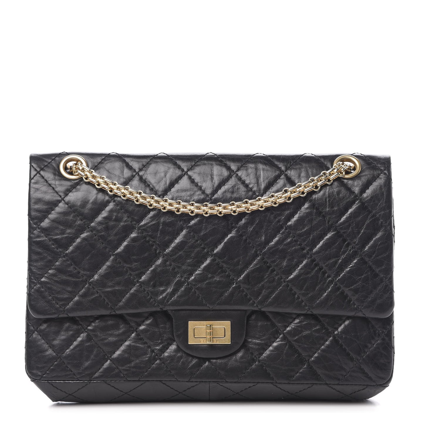 Aged Calfskin Quilted 2.55 Reissue 226 Flap Black