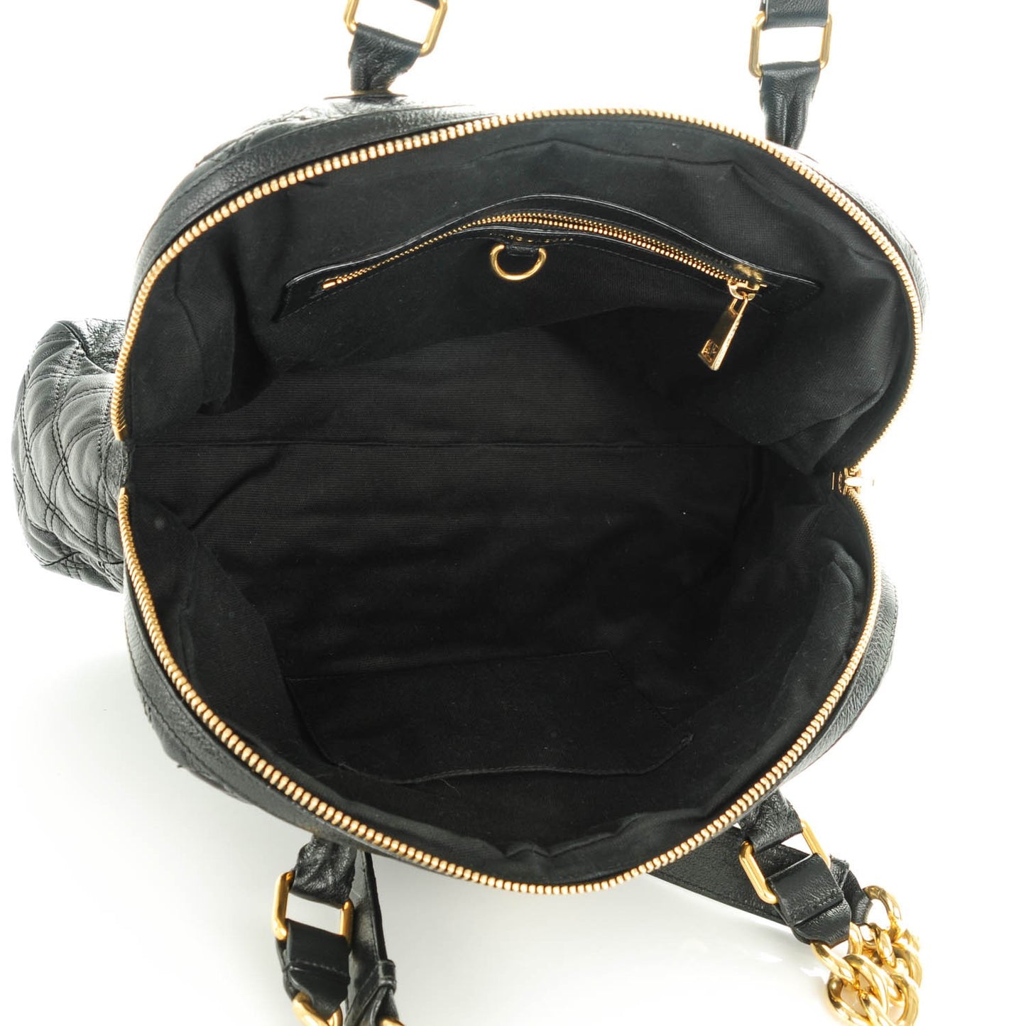 Lacquered Goatskin Quilted Karlie Satchel Black