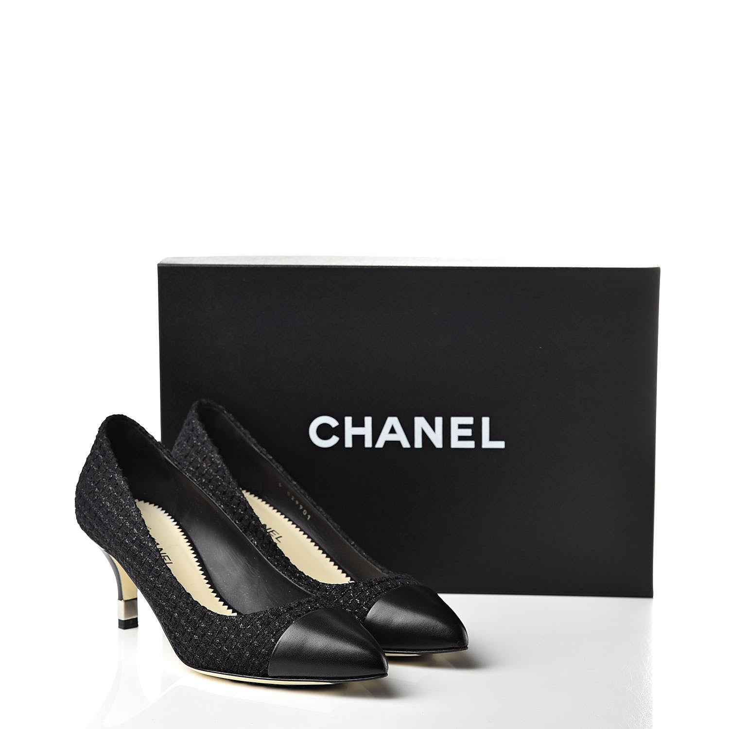 Chanel Lambskin Tweed CC Pump 36.5 Black 14 of 14
