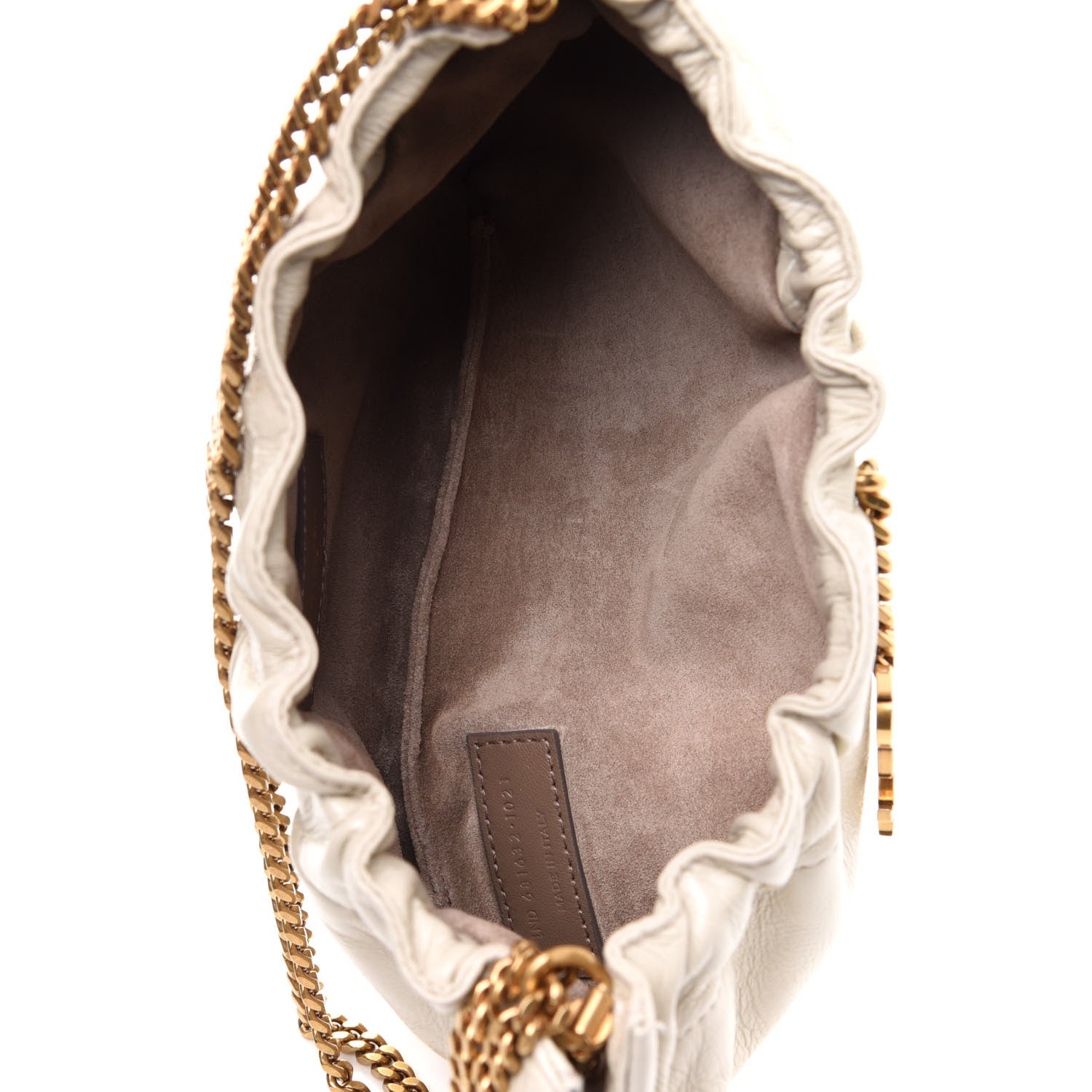 Saint Laurent Calfskin Pac Pac Ruched Hobo Winter White 3 of 10
