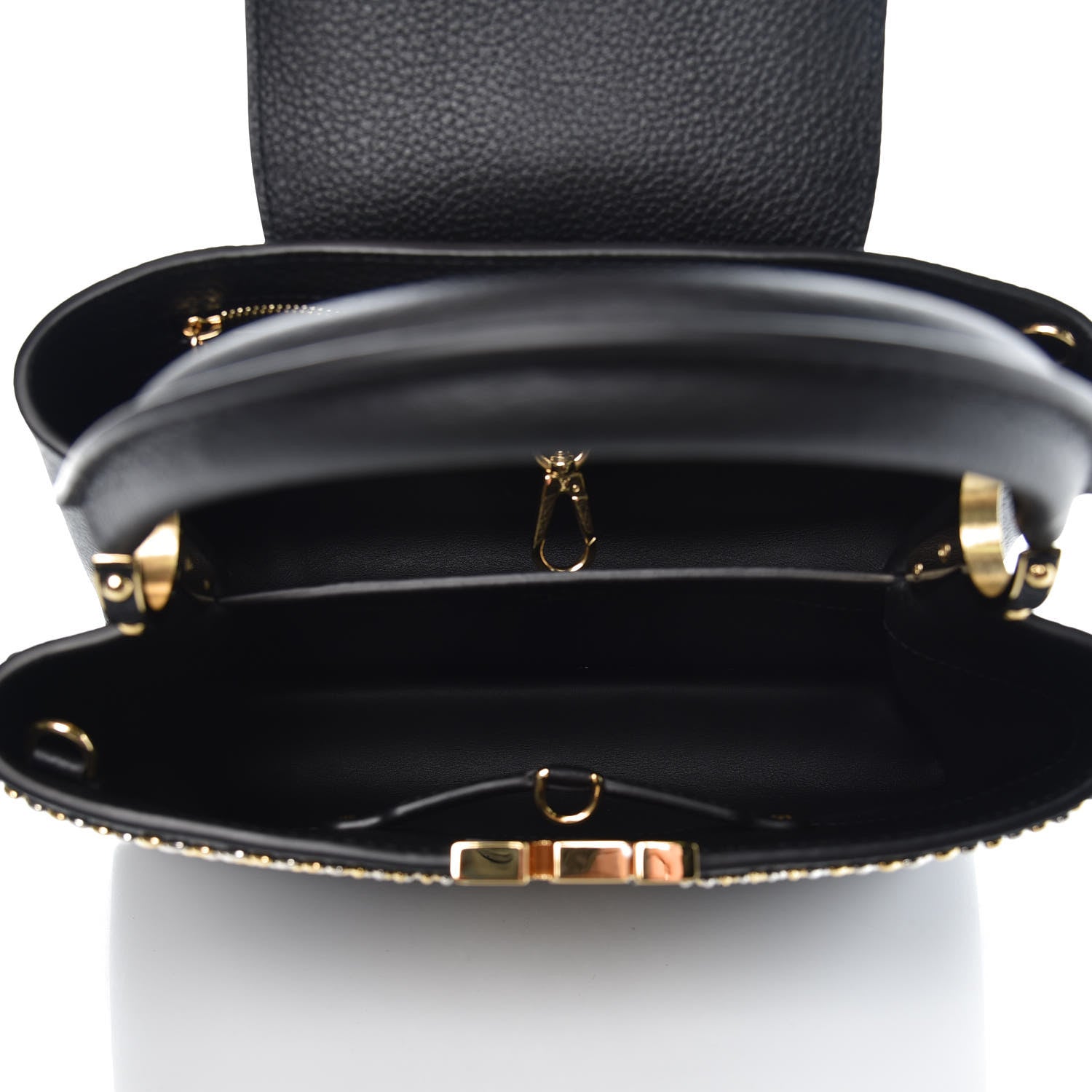 Louis Vuitton Taurillon Fleur De Lys Capucines PM Black 6 of 8