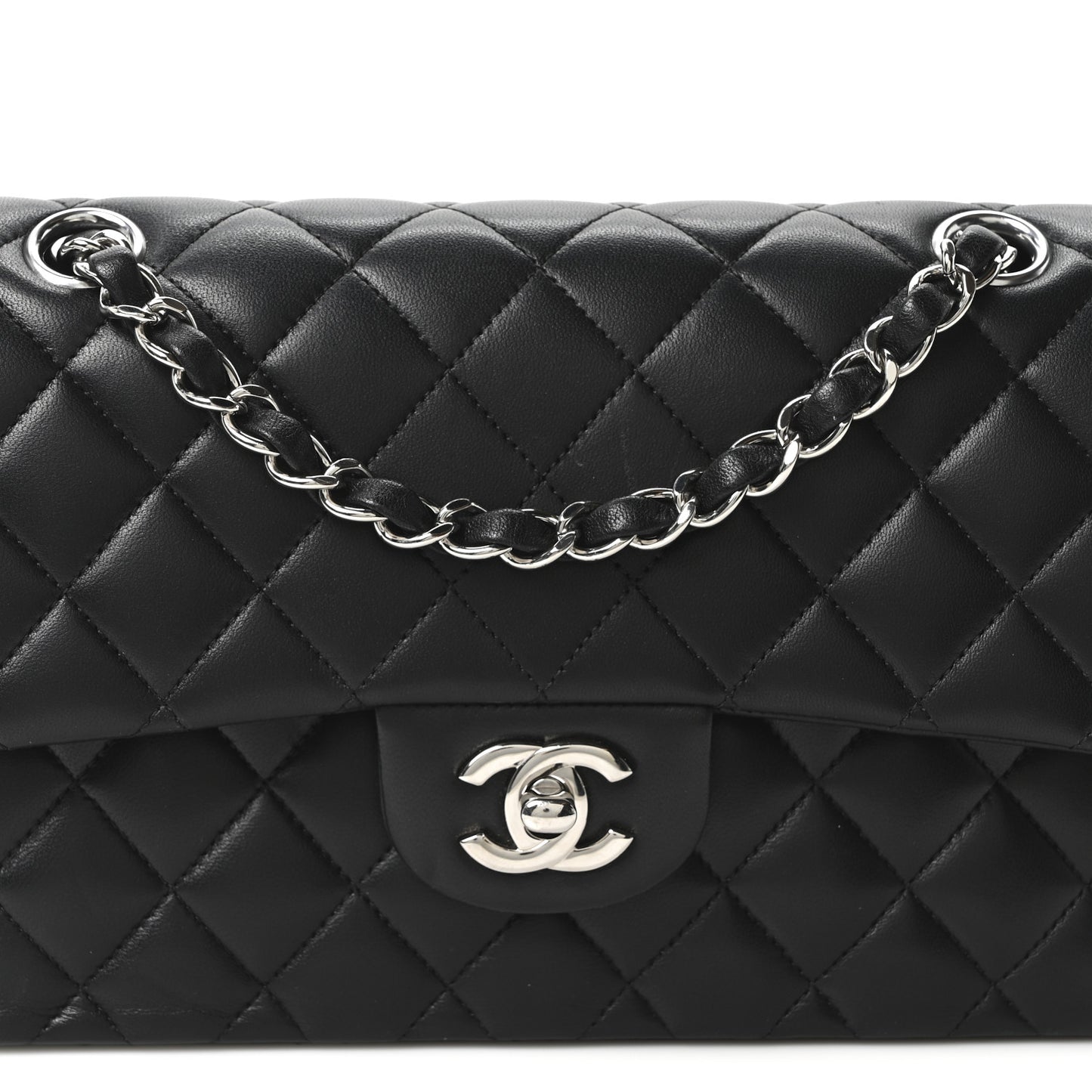 Lambskin Quilted Small Double Flap Black