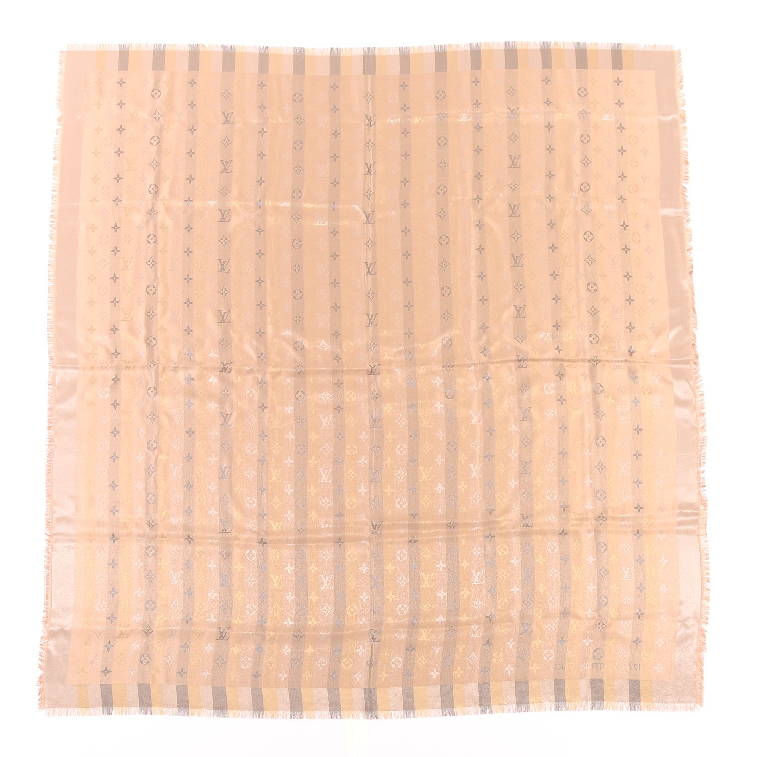Louis Vuitton Silk Lurex Wool So Shine Monogram Shawl Beige 1 of 5