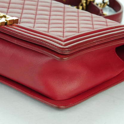 Chanel Lambskin Quilted New Medium Boy Flap Dark Red 12 of 13