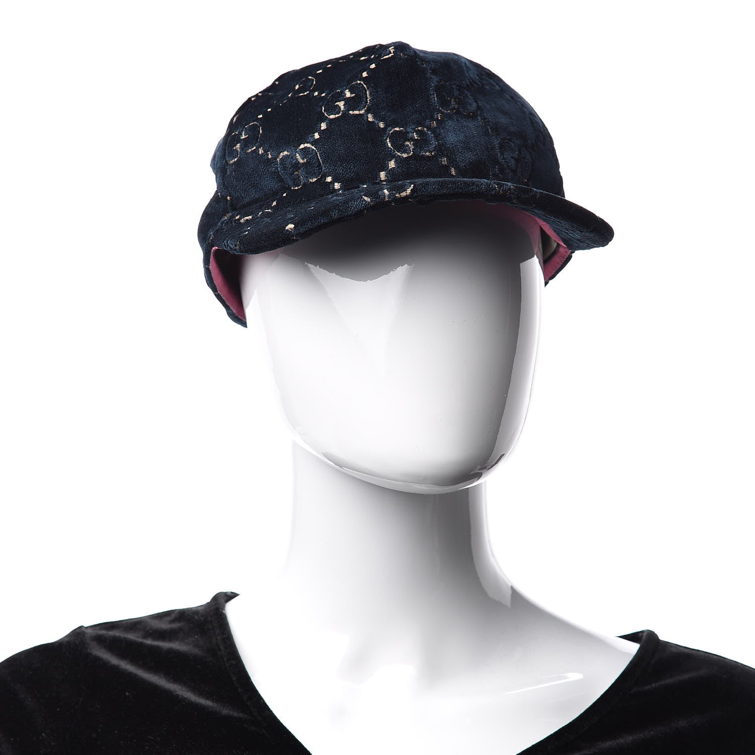 Gucci Velvet GG Monogram Baseball Hat S Blue 2 of 8