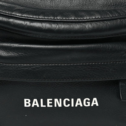 Balenciaga Smooth Calfskin Logo Large Everyday Beltpack Black White 8 of 11