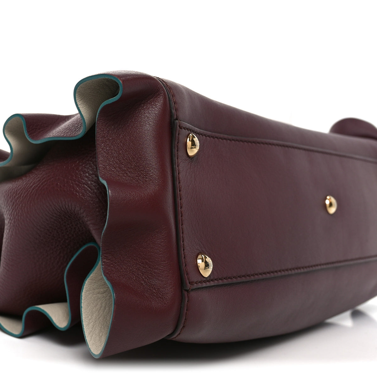 Vitello Seta Waves Bi-Color Medium Peekaboo Iconic Satchel Bordeaux Latte