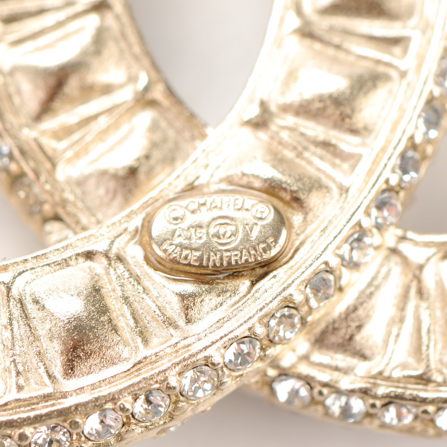 Baguette Crystal CC Brooch Light Gold