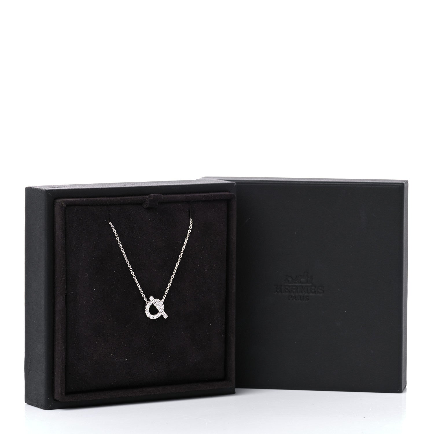 Hermes 18K White Gold Diamond Finesse Pendant Necklace 5 of 5