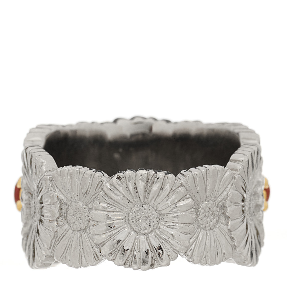 Sterling Silver Gold Vermeil Red Jasper Blossoms Daisy Color Eternelle Ring 53 6.5