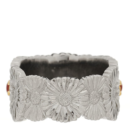 Buccellati Sterling Silver Gold Vermeil Red Jasper Blossoms Daisy Color Eternelle Ring 53 6.5 4 of 7