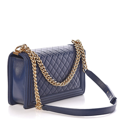 Chanel Lambskin Quilted New Medium Boy Flap Dark Navy Blue 3 of 11