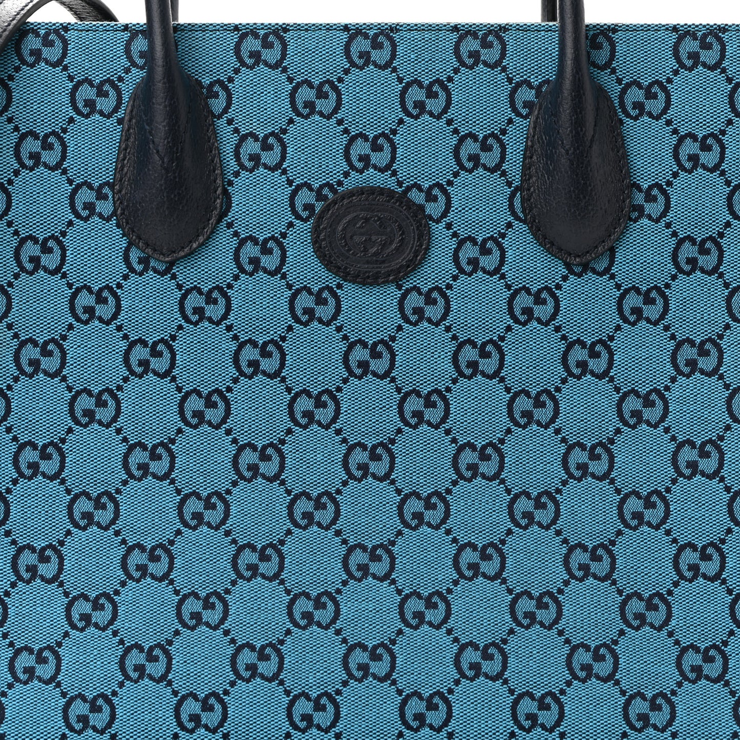 Monogram Multicolor Textured Dollar Calfskin Small Retro Interlocking G Tote Bag Light Blue