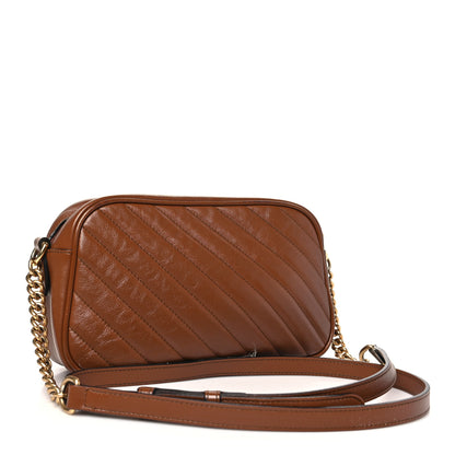 Gucci Glazed Calfskin Matelasse Diagonal Small GG Marmont Chain Shoulder Bag Cuir 2 of 13