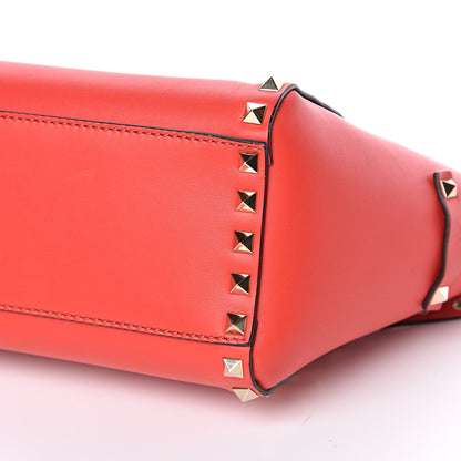 Valentino Garavani Vitello Mini Rockstud Double Handle Tote Deep Orange 10 of 11