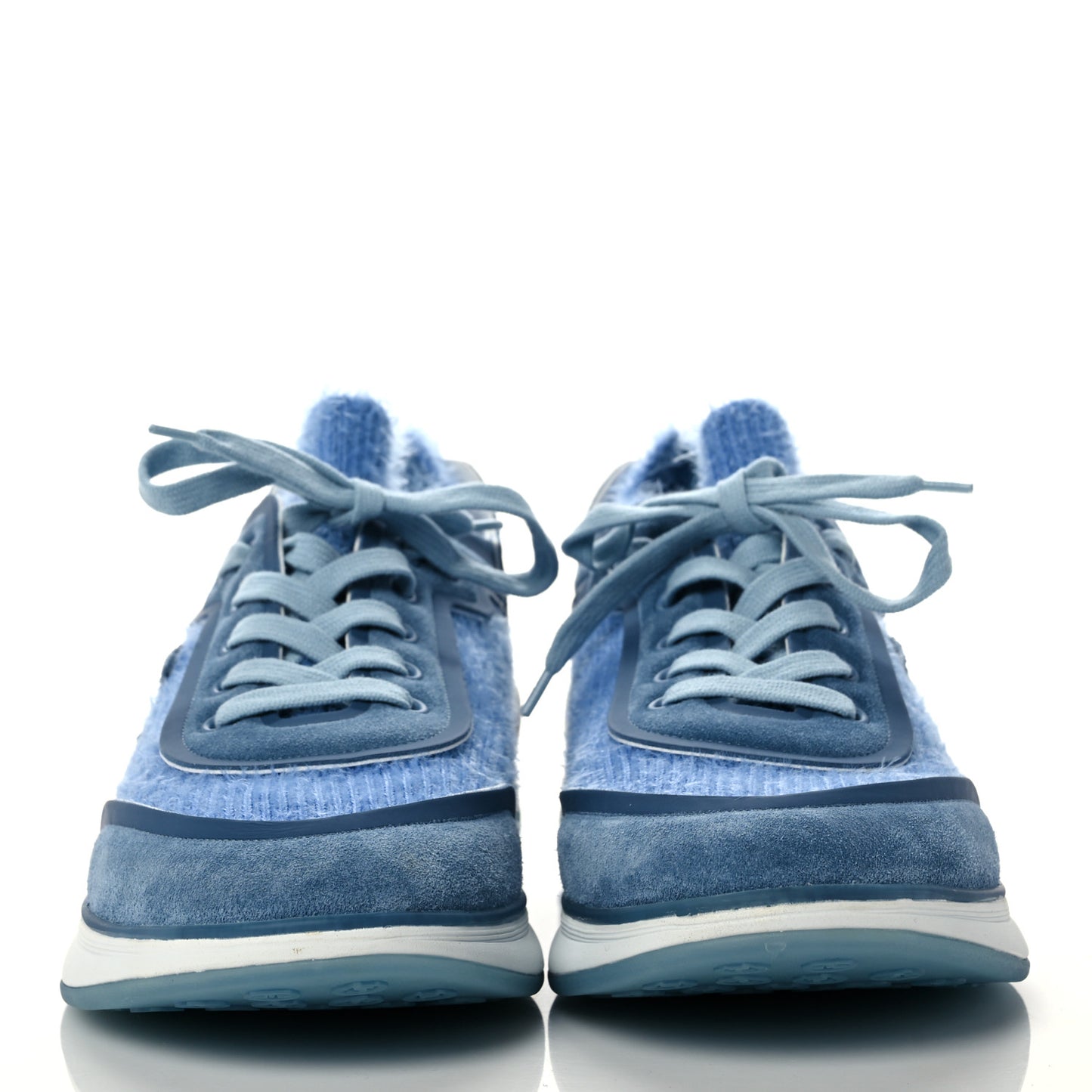 Suede Calfskin Stretch Fabric CC Sneakers 41 Light Blue