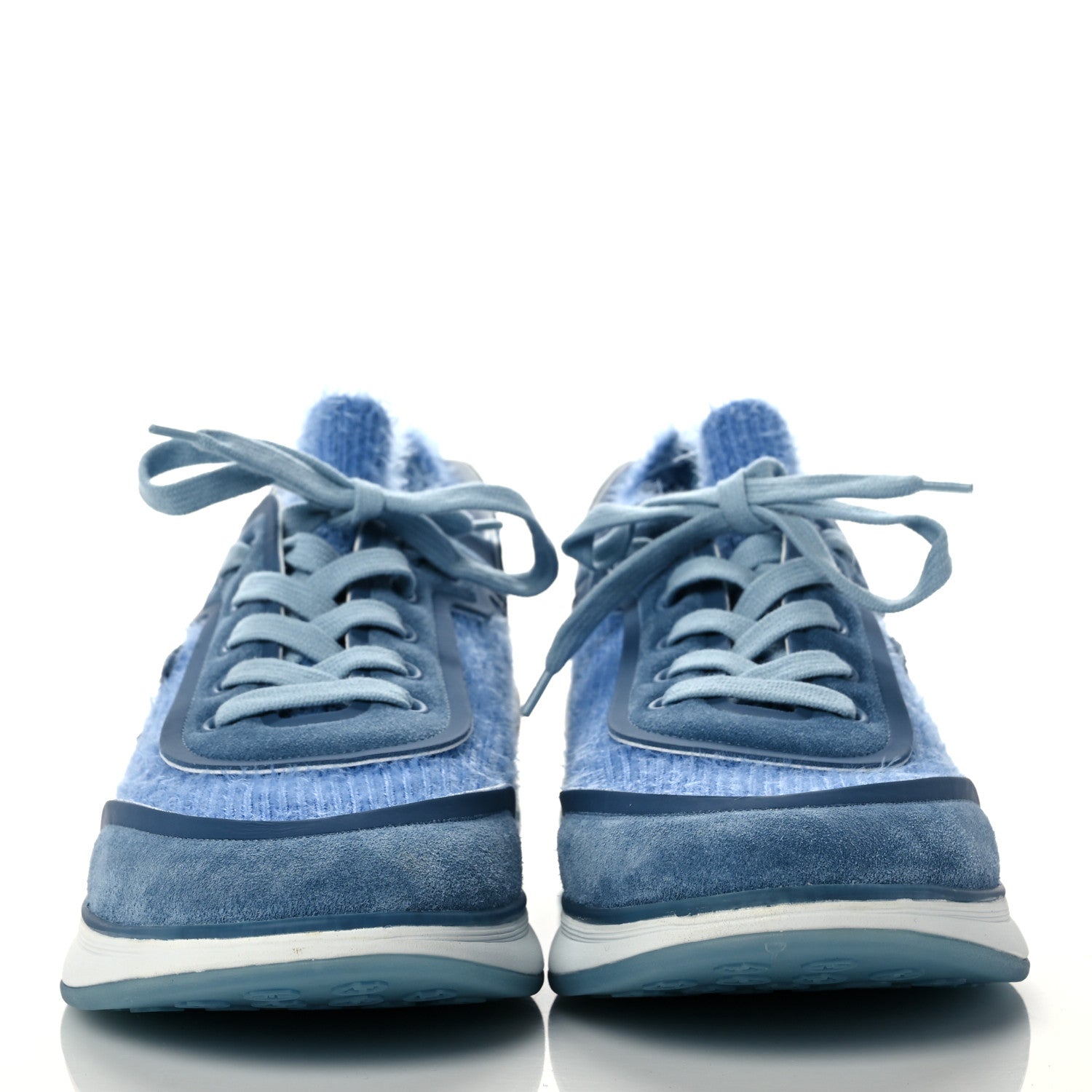 Chanel Suede Calfskin Stretch Fabric CC Sneakers 41 Light Blue 2 of 7