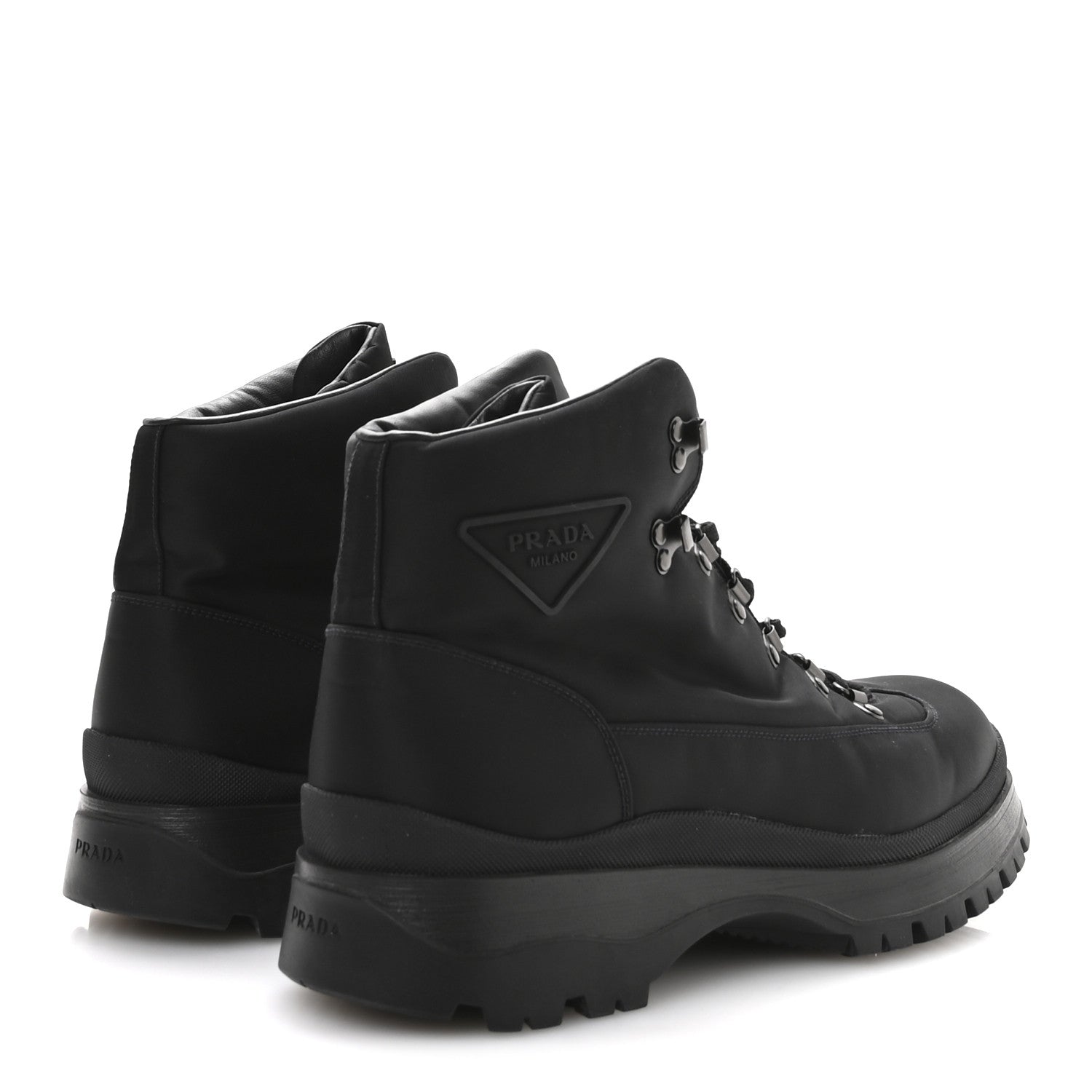 Prada Re-Nylon Gabardine Triangle Logo Brixxen Mens Hiking Boots 9.5 Black 5 of 9