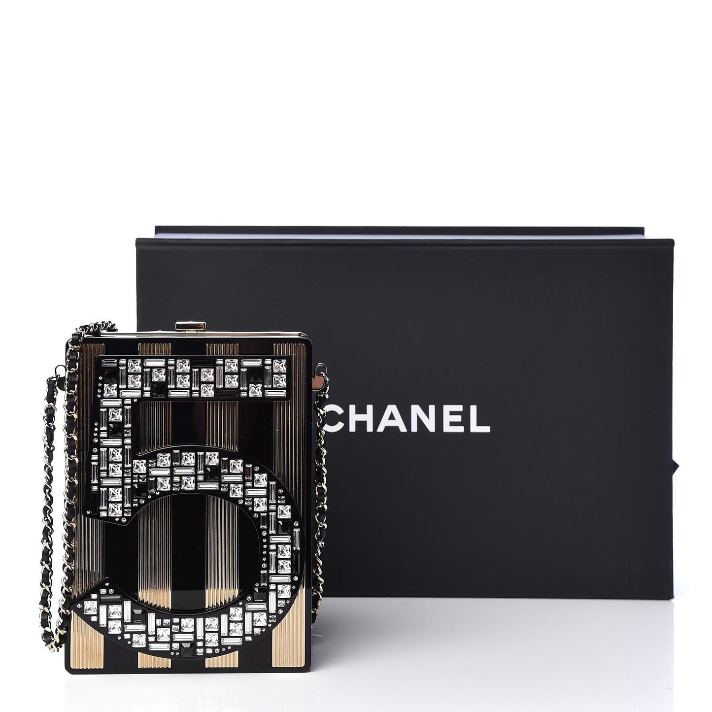 Plexiglass Strass N°5 Minaudiere Black Gold