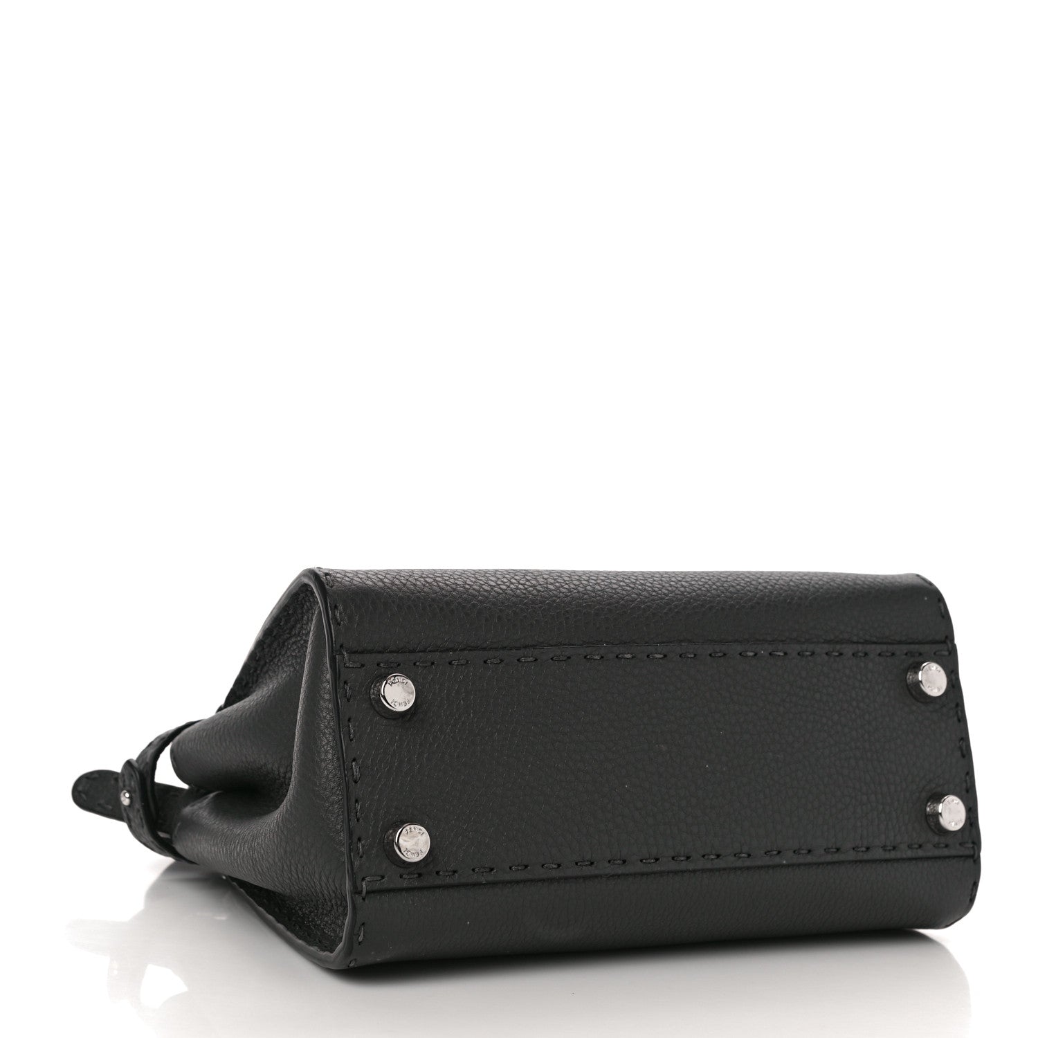 Fendi Cuoio Romano Selleria Bi-Color Mini Peekaboo Iconic Satchel Asfalto Latte 4 of 10