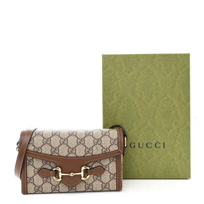 Gucci GG Supreme Monogram Mini Horsebit 1955 Shoulder Bag Beige Brown Sugar 11 of 11