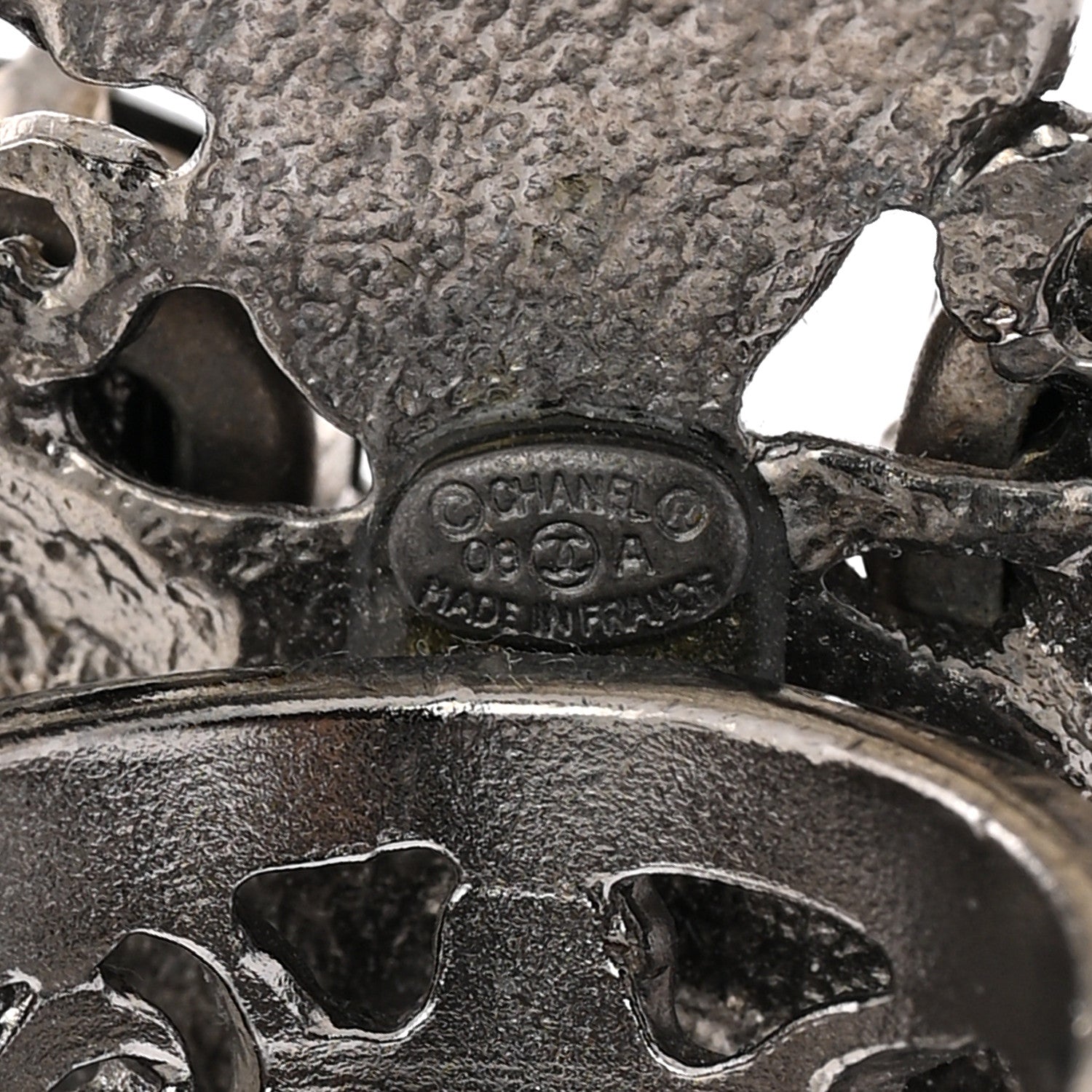 Chanel Baguette Crystal Beaded CC Ring Black Silver 4 of 4