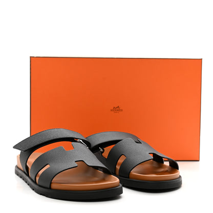 Hermes Epsom Mens Chypre Sandals 41.5 Black Natural 9 of 9