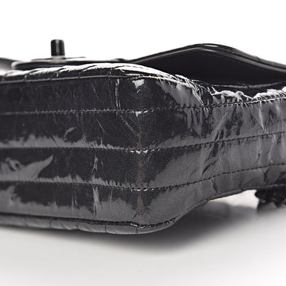 Chanel Patent Metallic Crumpled Calfskin Chevron Quilted Mini Rectangular Flap So Black 13 of 14