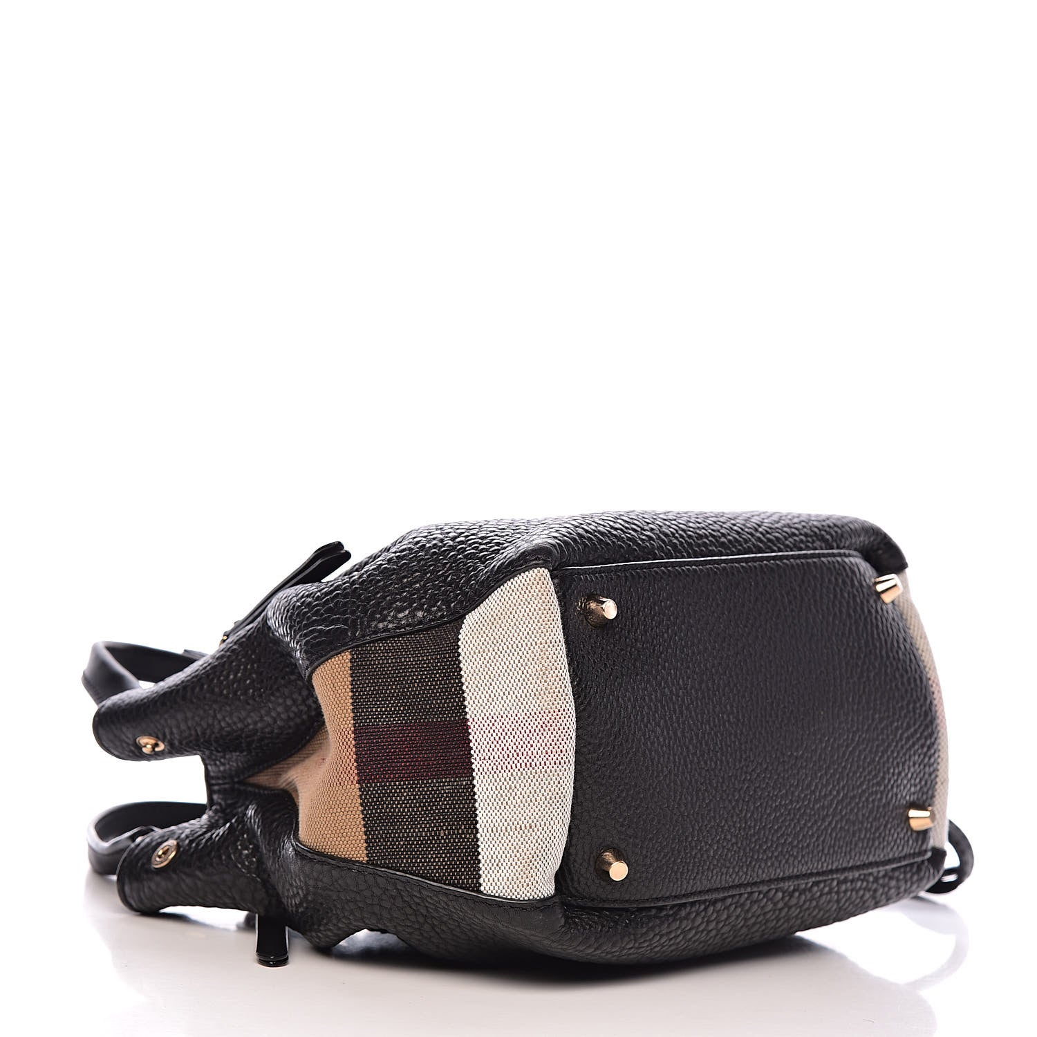 Burberry Grainy Calfskin House Check Small Maidstone Black 4 of 10