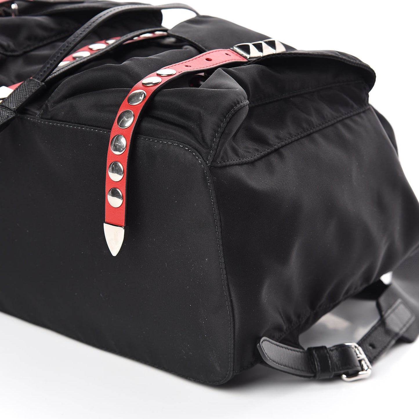 Nylon New Vela Studded Backpack Black Fuoco