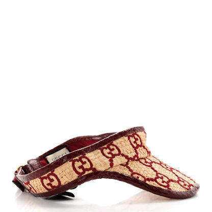 Gucci Raffia Elaphe GG Monogram Embroidered Afraa Visor M Ivory Bordeaux 6 of 12