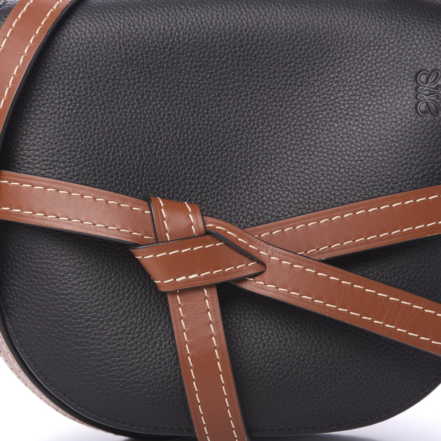 Grained Calfskin Small Gate Crossbody Bag Pecan Black