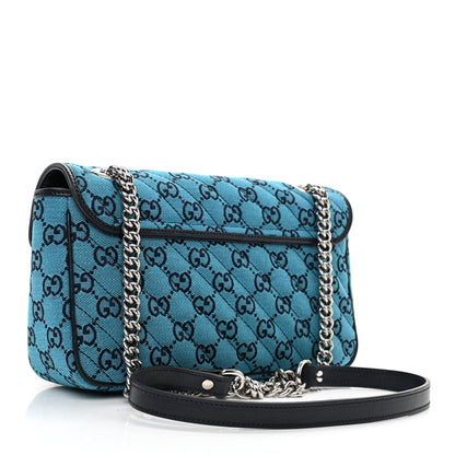 Gucci Monogram Multicolor Matelasse Diagonal Small GG Marmont Shoulder Bag Light Blue 3 of 8