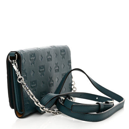 MCM Calfskin Ottomar Wallet On Chain Teal 3 of 10