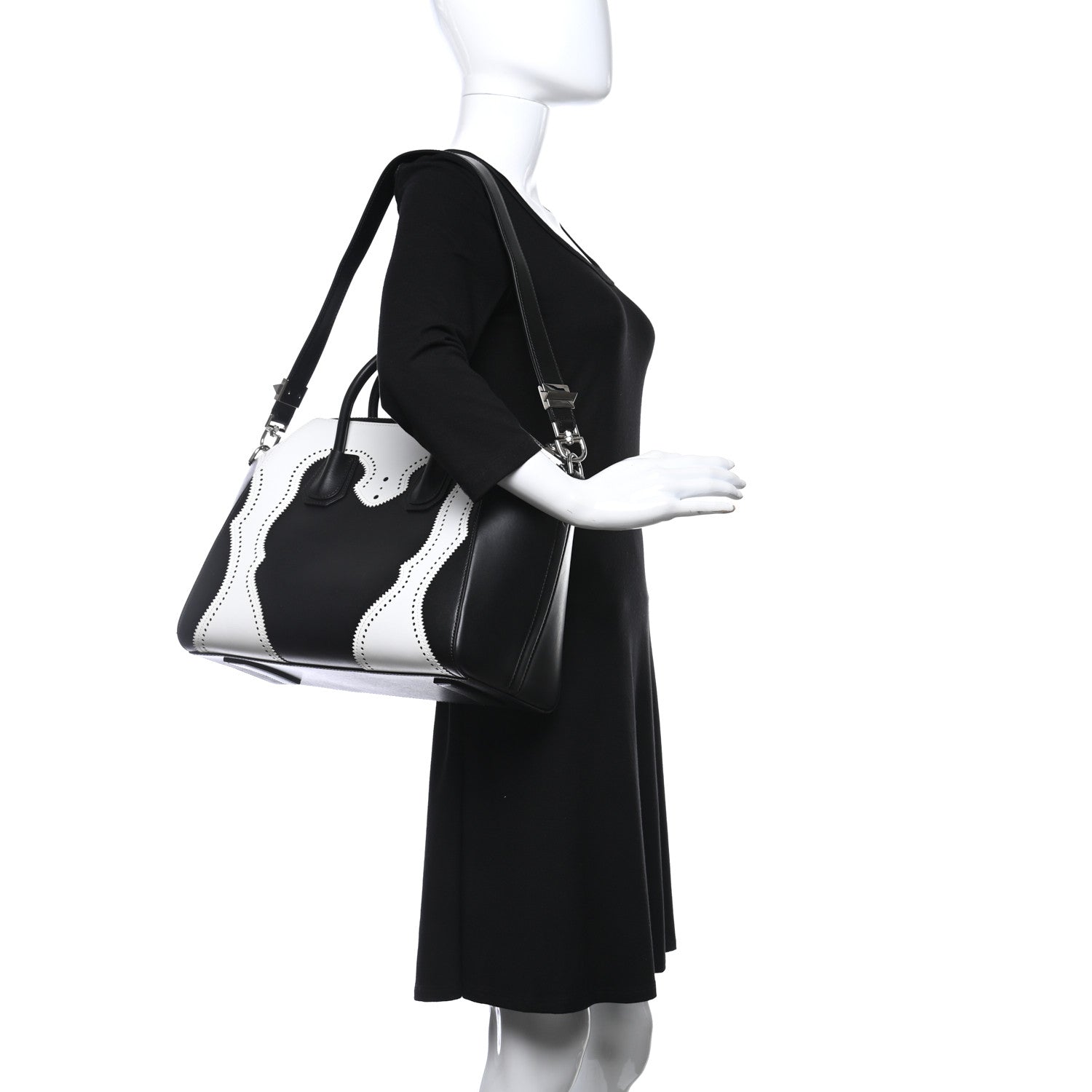 Givenchy Calfskin Brogue Medium Antigona Black White 2 of 9